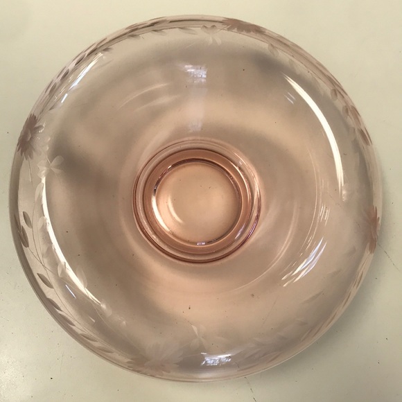 Other - Vintage Pink Depression Etched Glass Console Bowl